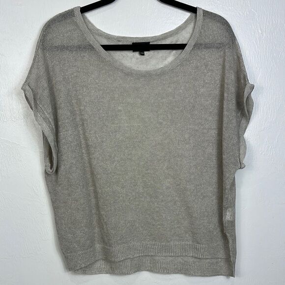 Josie Gray Linen Cotton Knit Short Sleeve Relaxed Fit Top Size M/L - Picture 1 of 8